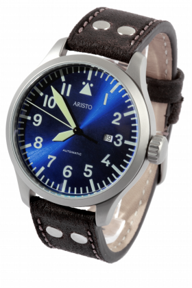 groß, blau, 47 mm Fliegeruhr Baumuster A - 3H159