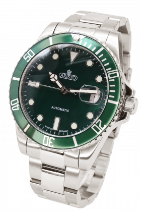 42 mm Aristo Taucheruhr, 20 ATM - grün