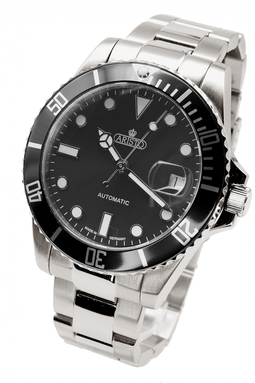 42 mm Aristo Taucheruhr, 20 ATM - schwarz