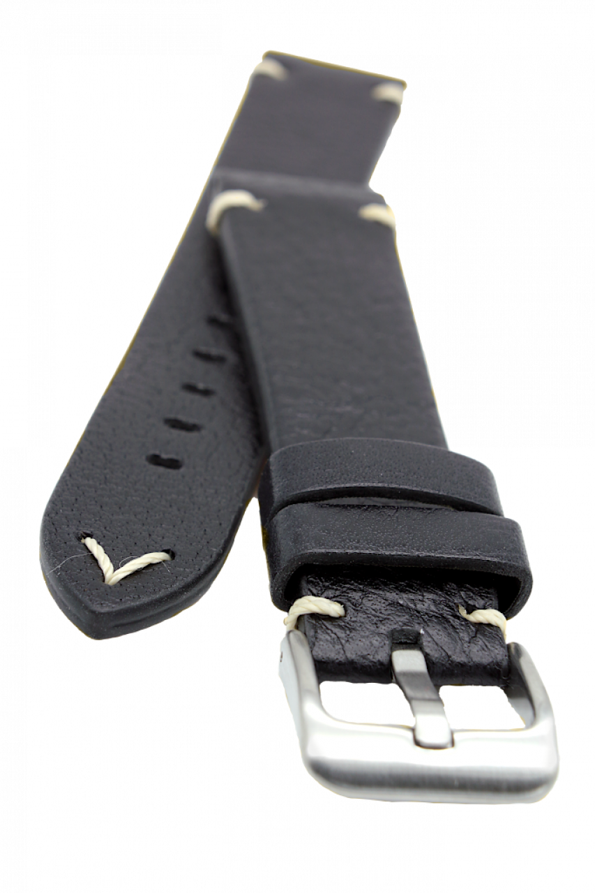 schwarzes Lederband 20 mm Vintage-Fliegeruhren Aristo